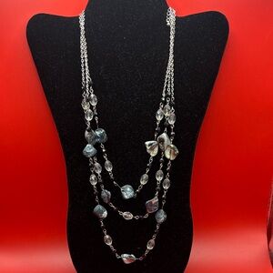 Elegant Multi-Layer Silver and Black Necklace